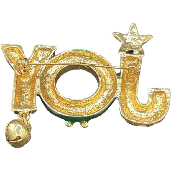 Holiday "Joy" Enamel Pin With Star & Bell Accents - Picture 5 of 5